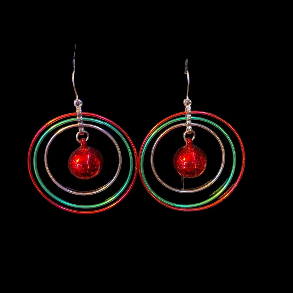 Red, Green & Silver Earrings